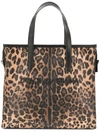 DOLCE & GABBANA DOLCE & GABBANA LEOPARD PRINT SHOPPER TOTE - BLACK