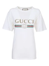 Gucci White Floral Patch Logo T-shirt In Bianco