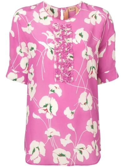 N°21 Printed Silk Top In Pink