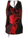 ROBERTO CAVALLI PARROT TULIP DRAPED TOP