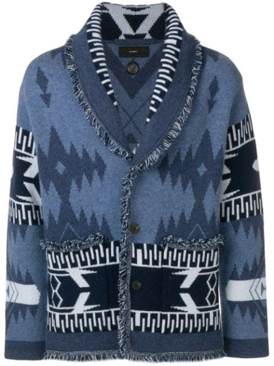 Alanui Cashmere Patterned Cardigan In Blue