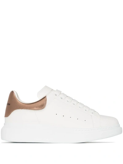 Alexander Mcqueen Oversized Leather Sneakers In White - Gold