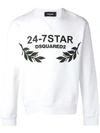 DSQUARED2 DSQUARED2 24-7 STAR字样印花套头衫 - 白色