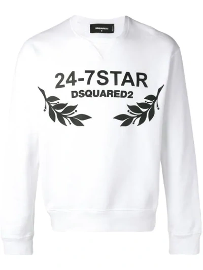 Dsquared2 24-7 Star字样印花套头衫 - 白色 In White