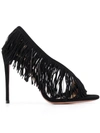 Aquazzura Wild Fringe Black Suede Sandals