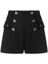 BALMAIN BALMAIN BUTTON-EMBELLISHED SHORTS - 黑色