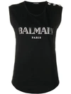 Balmain Embellished Buttons Top In Eac Noir/argent