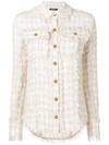 BALMAIN FRINGED TWEED SHIRT