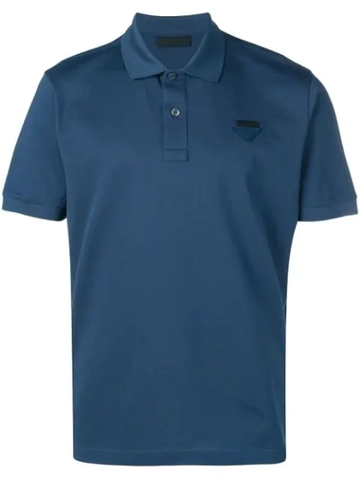 Prada Patch Embellished Polo Shirt - 蓝色 In Blue