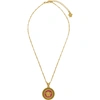 VERSACE VERSACE PINK AND GOLD MEDUSA PENDANT NECKLACE