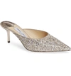 JIMMY CHOO RAV GLITTER POINTY TOE MULE,J000115810