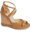 Jimmy Choo Women's Alanah 105 Cork Wedge Heel Sandals In Caramel