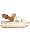 Hogan Panelled Platform Sandals In Neutrals