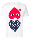 Comme Des Garçons Play Polka-dot And Red Heart-to-heart Graphic Tee In White