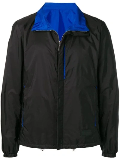 Prada Zipped Lightweight Jacket In F011e Nero+bluette