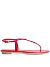 Prada Flat T-bar Sandals In Rosso