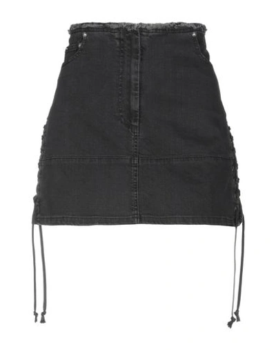 Mcq By Alexander Mcqueen Lace-up Leopard-print Denim Mini Skirt In Black