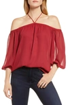 1.STATE Off the Shoulder Sheer Chiffon Blouse,8127037