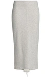 MCQ BY ALEXANDER MCQUEEN WOMAN LACE-UP MÉLANGE FRENCH COTTON-BLEND TERRY MIDI SKIRT LIGHT GRAY,AU 10375442618666219