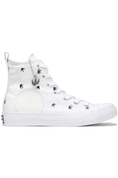Mcq By Alexander Mcqueen Appliquéd Printed Canvas High-top Trainers In White