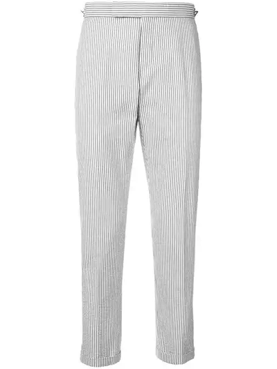 Thom Browne Seersucker Skinny Trouser In Blue