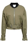 3.1 PHILLIP LIM / フィリップ リム 3.1 PHILLIP LIM WOMAN CROPPED QUILTED COTTON-GABARDINE BOMBER JACKET ARMY GREEN,3074457345619941341