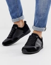 Tommy Hilfiger Iconic Leather Suede Mix Runner Sneaker In Black - Black In Black