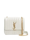 Saint Laurent Large Vicky Matelassé Patent Leather Shoulder Bag In White