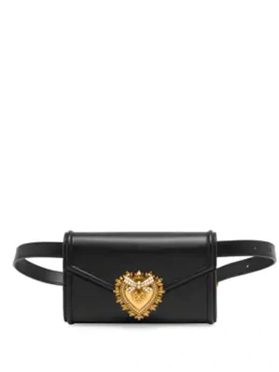 Dolce & Gabbana Devotion Leather Belt Bag In Nero