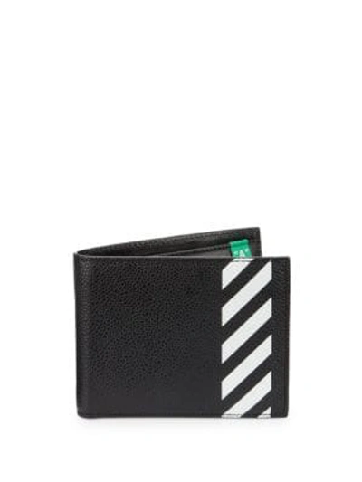 Off-white Diagonal Graphic Leather Billfold Wallet In Black White