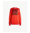 Givenchy Logo Intarsia Cotton Knit Sweater In Red Black