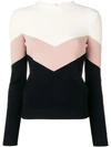 RED VALENTINO RIBBED KNIT PANELLED SWEATER
