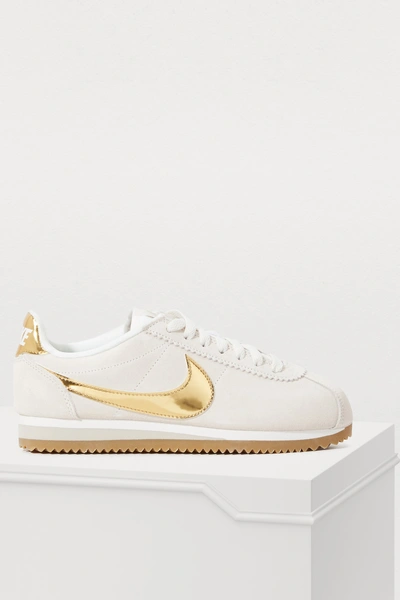 Nike Women's Classic Cortez Se Casual Sneakers From Finish Line In Phantom/ Metalic Gold