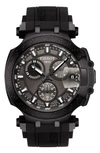 Tissot T-race Chronograph Silicone Strap Watch, 48mm In Black/ Anthracite/ Grey