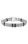 Lagos Sterling Silver Black Caviar Rope Bracelet With Diamonds & Black Ceramic In Silver/ Black Ceramic/ Diamond