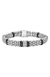 Lagos Black Caviar Diamond 2-link Bracelet In Silver/ Black Ceramic/ Diamond