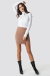 JULIA WIENIAWA X NA-KD Front Slit Mini Skirt Brown