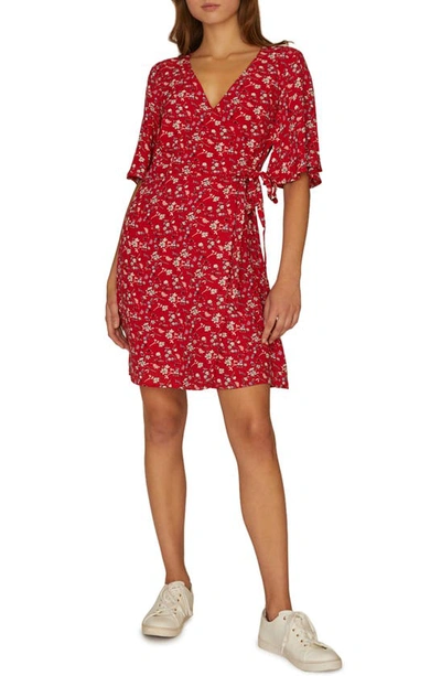 Sanctuary Girl On Fire Floral Print Wrap Dress In Simply Red