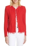 Iro Shavani Open-front Boucle Jacket In Red