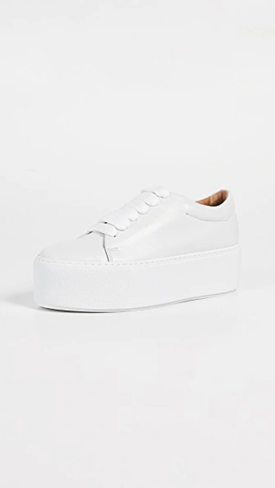 Acne Studios Drihanna Platform Leather Sneakers In White/white
