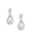 MAJORICA Ophol 8MM-10MM White Round Pearl & Sterling Silver Drop Earrings