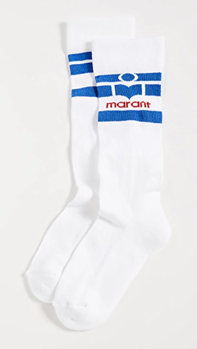 Isabel Marant Viby Socks In White/blue