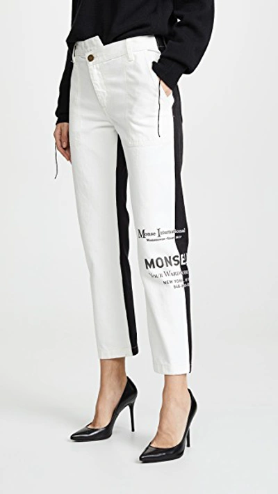 Monse Half And Half Jeans In Black/white