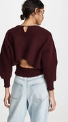 ALEXANDER WANG SPLIT BACK CREW NECK PULLOVER WITH CHAIN NECKLINE