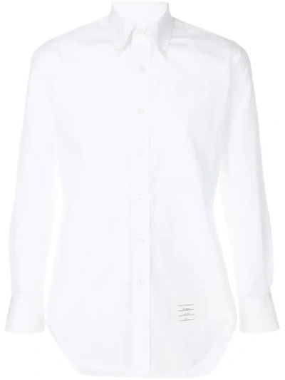 Thom Browne 经典府绸长袖系扣尖领衬衫 In White