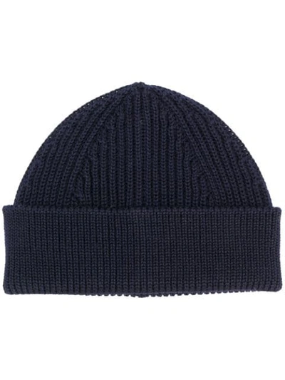 Andersen-andersen Ribbed Beanie In Blue