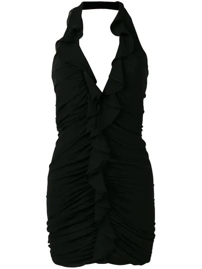 Saint Laurent Silk Georgette Minidress In Black