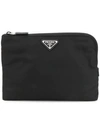 PRADA PRADA LOGO CLUTCH BAG - 黑色