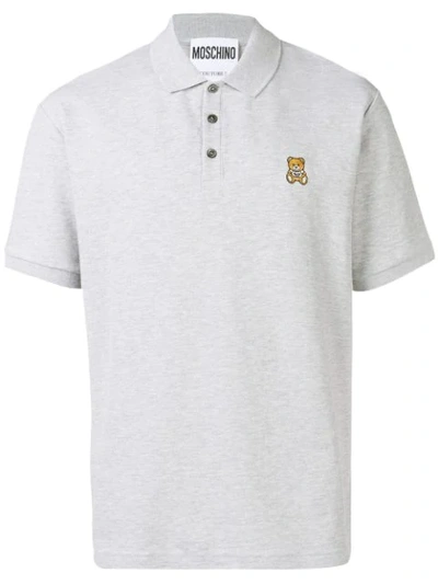 Moschino Teddy Patch Polo Shirt In Grey