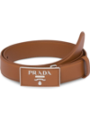Prada Logo Buckle Belt In Brown